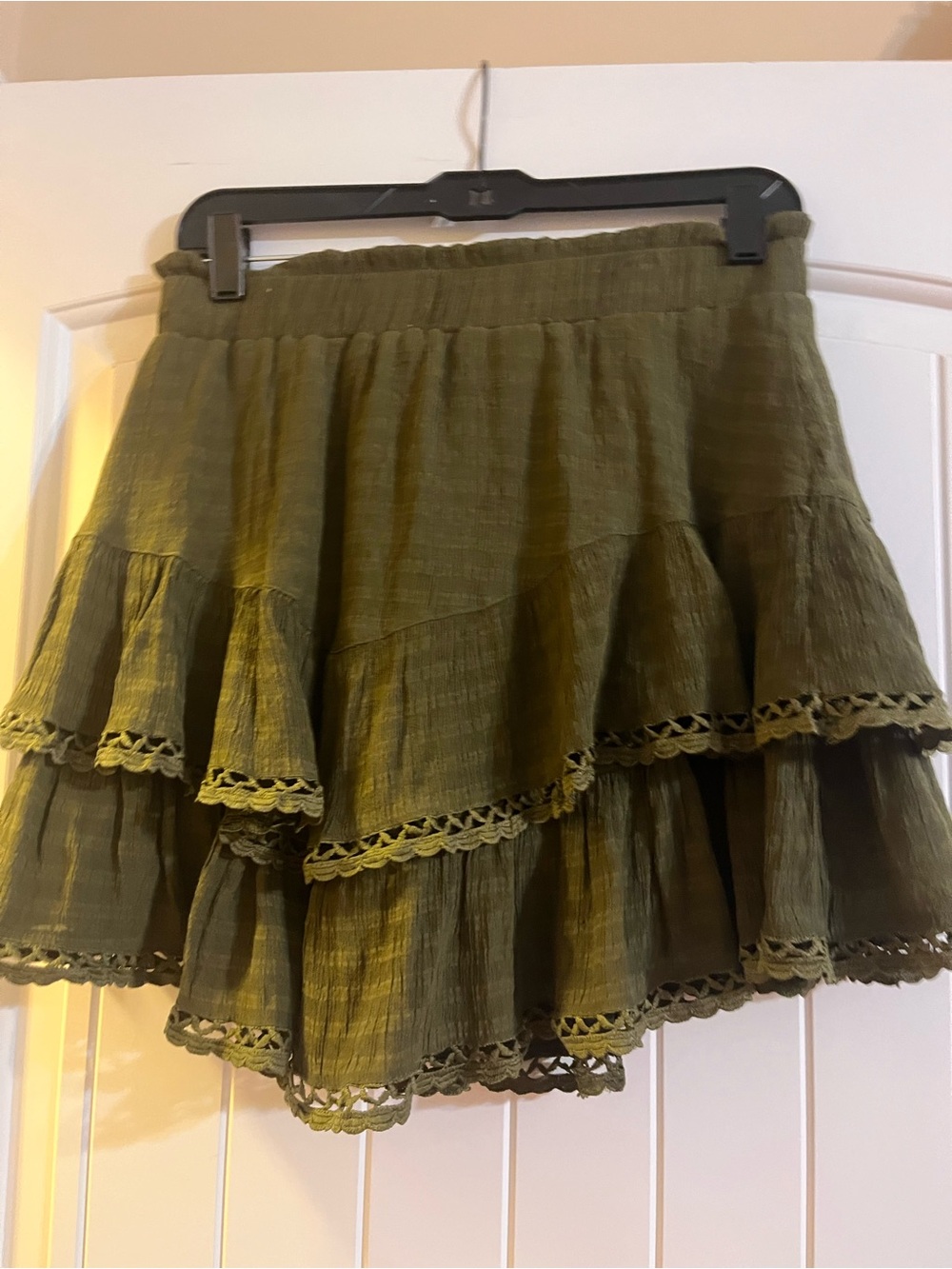 Women’s skort Olive Tiered Ruffle Mini Skirt - Women's